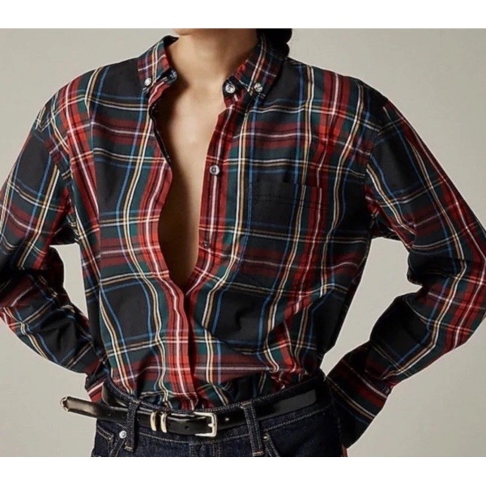 J Crew Perfect Plaid Shirt 4 Slim Tartan Long Sleeve Button Up Preppy Classic